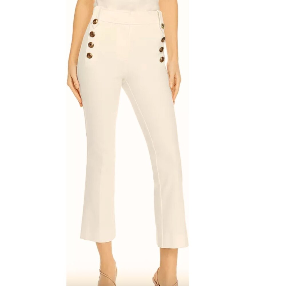 Derek Lam 10 Crosby Cream White Flare Pants Size 0 XS High Waisted Ankle Length